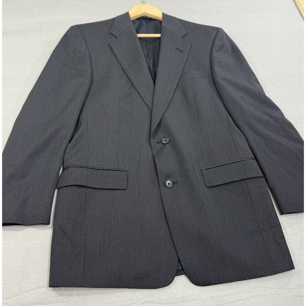 VTG BURBERRY LONDON Mens Size 38 Classic Blazer Gray 100% Wool Union Tag USA